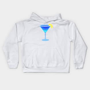 blue martini cocktail Kids Hoodie